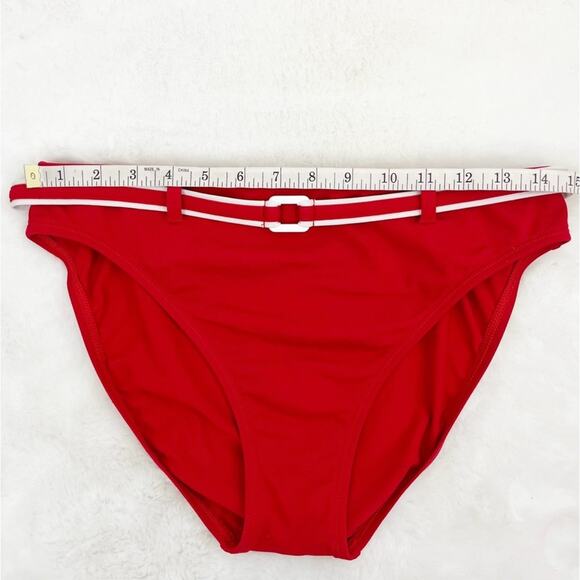 Vintage Jag Bikini Bottoms Retro Mod Swim Poolside Beach Red White Belt Large - Picture 5 of 8